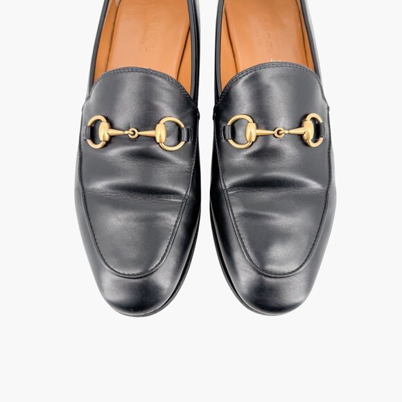 Gucci Jordaan Horsebit Loafer Flat Size 37 US 7 Black Leather Slip On Brixton - Picture 4 of 16